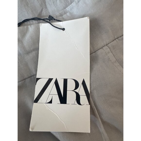 2/$30 NWT ZARA Medium Pale Gray Linen-Blend Wide-Leg Trousers High Waisted - Picture 10 of 14